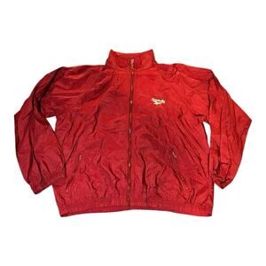 Vintage‎ 90s Reebok Retro Logo Medium Windbreaker Track Full Zip Jacket Hood Y2K